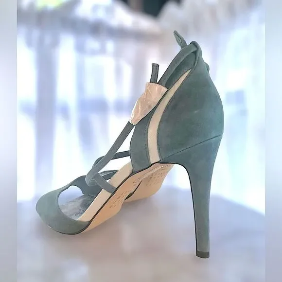 WHBM Colorblock Suede Strappy HeelsILARIA Sea Shadow Size 7.5